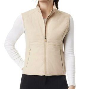 NWT Bass Outdoor Women’s Hybrid Vest Pockets Kelp Beige Stretch Knit Side Size M